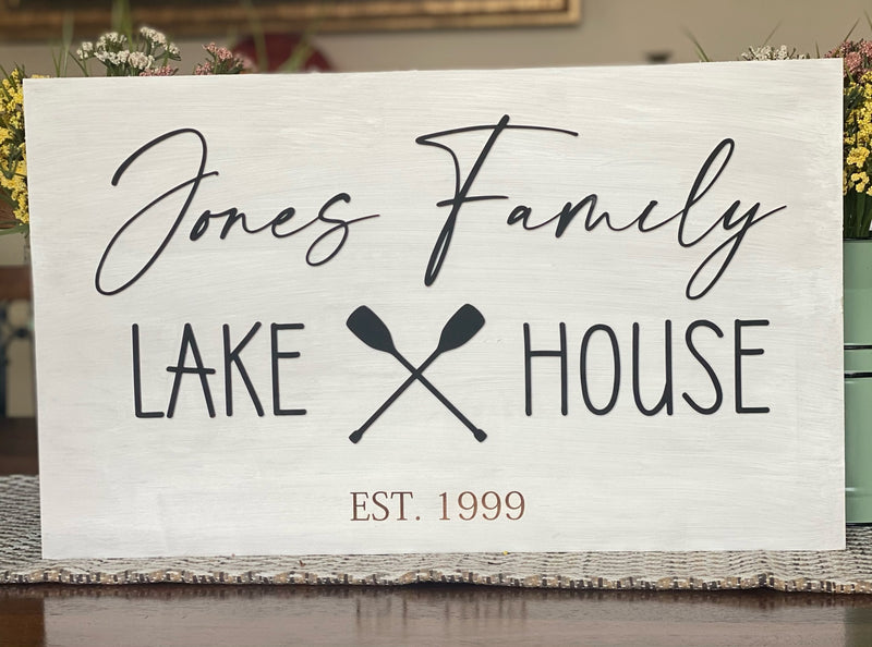 Established Lake/Beach House Personalized Name Sign 12x20