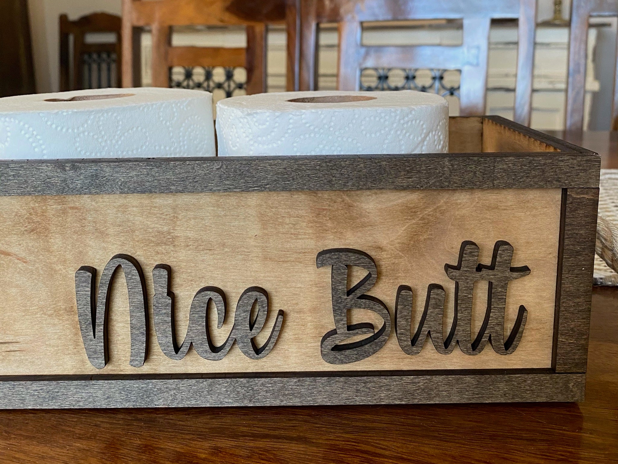 NICE BUTT Bathroom Decor *Tray Wood Box *Wooden Toilet Paper