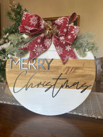 15" Wood Round Merry Christmas with Bells