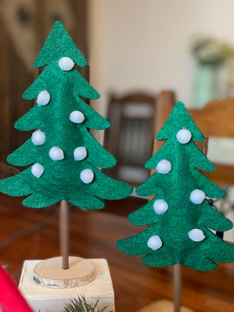 Traditional Christmas Colors Set of 2 Felt Trees
