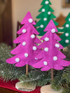 Whimsical Christmas Colors Set of 2 Felt Trees