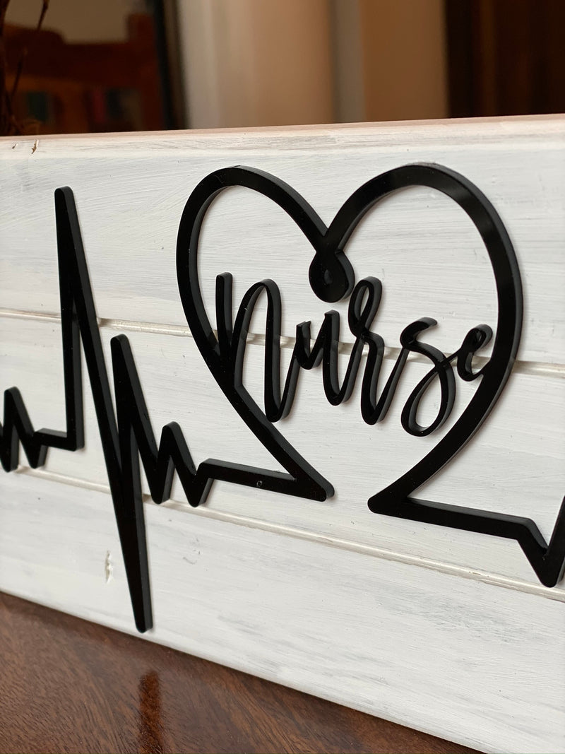 Nurse Heartbeat Wood Sign