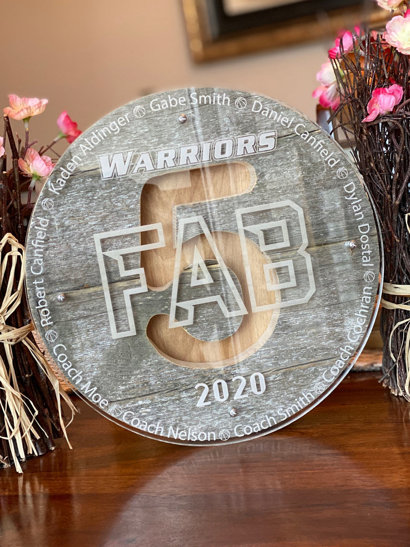 Custom 11 inch round Barn Wood and Acrylic