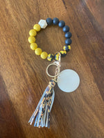 Sunflower Silicon Bead Bracelet Key Ring