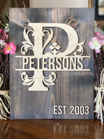 Monogram Established Name Sign