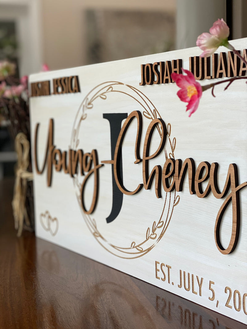 Monogram Name Established Sign