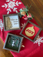 Joy Ornament 5x5 Christmas Framed Sign