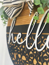 15" Hello Leopard Print Wood Round