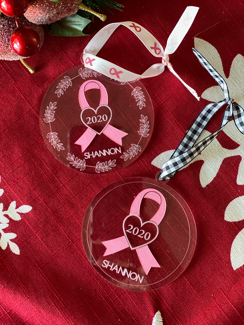 Breast Cancer Christmas Ornament
