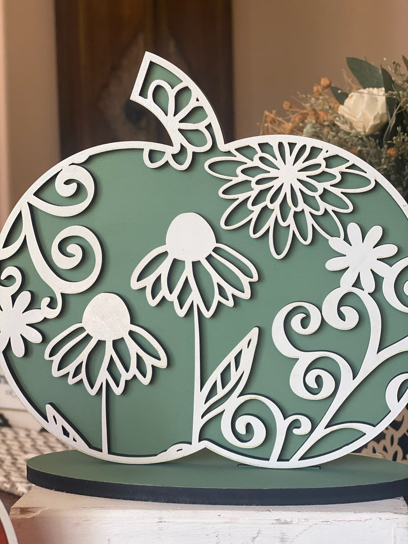 Set of 4 Floral Pumpkins Free Standing