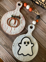 Mini Crackled Wood Boards Ghost or Pumpkin