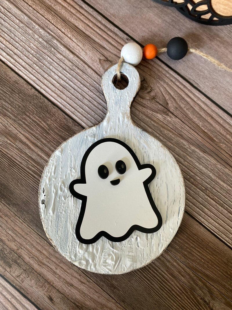 Mini Crackled Wood Boards Ghost or Pumpkin