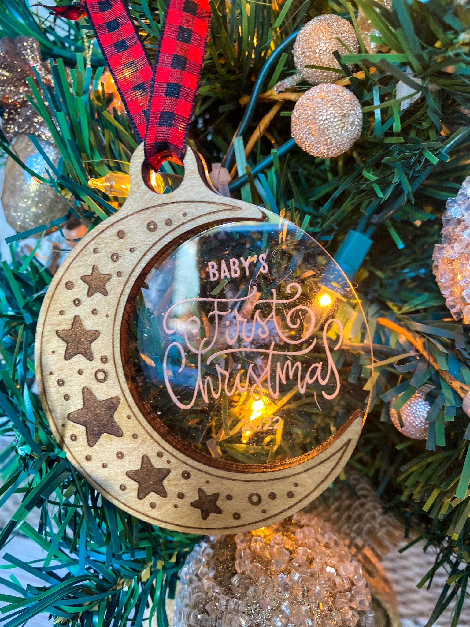 Baby's First Christmas Acrylic/Wood Ornament