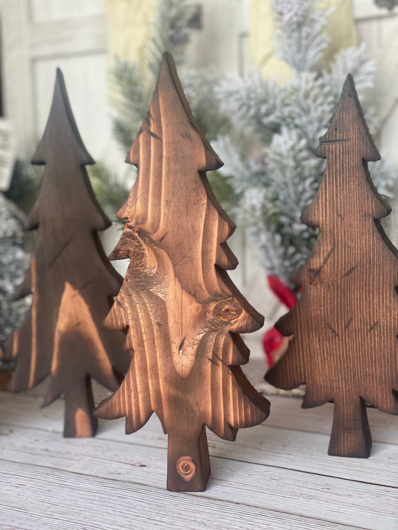 Set of Three Tall Wood Chunky Trees