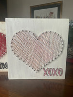 String Art Heart 7x7 Wood block