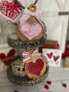 Mini Acacia Board with Glitter Heart Valentine's Day