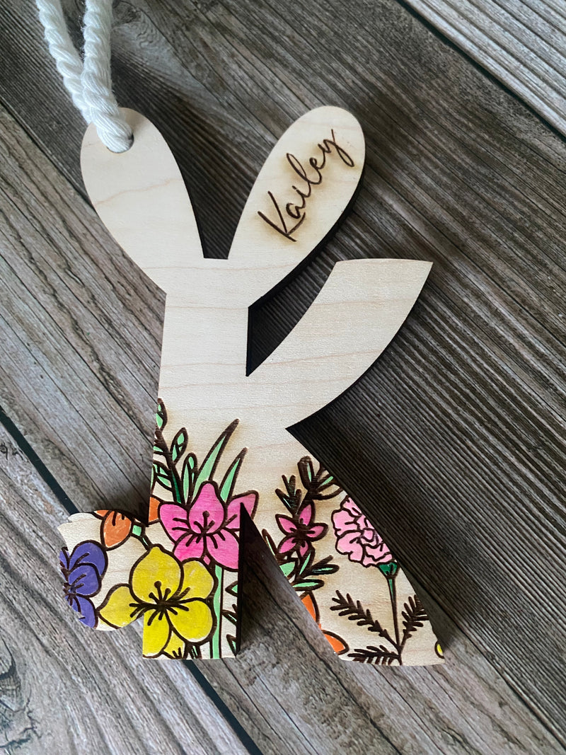 Floral Letter Personalized Easter/Bunny Tags