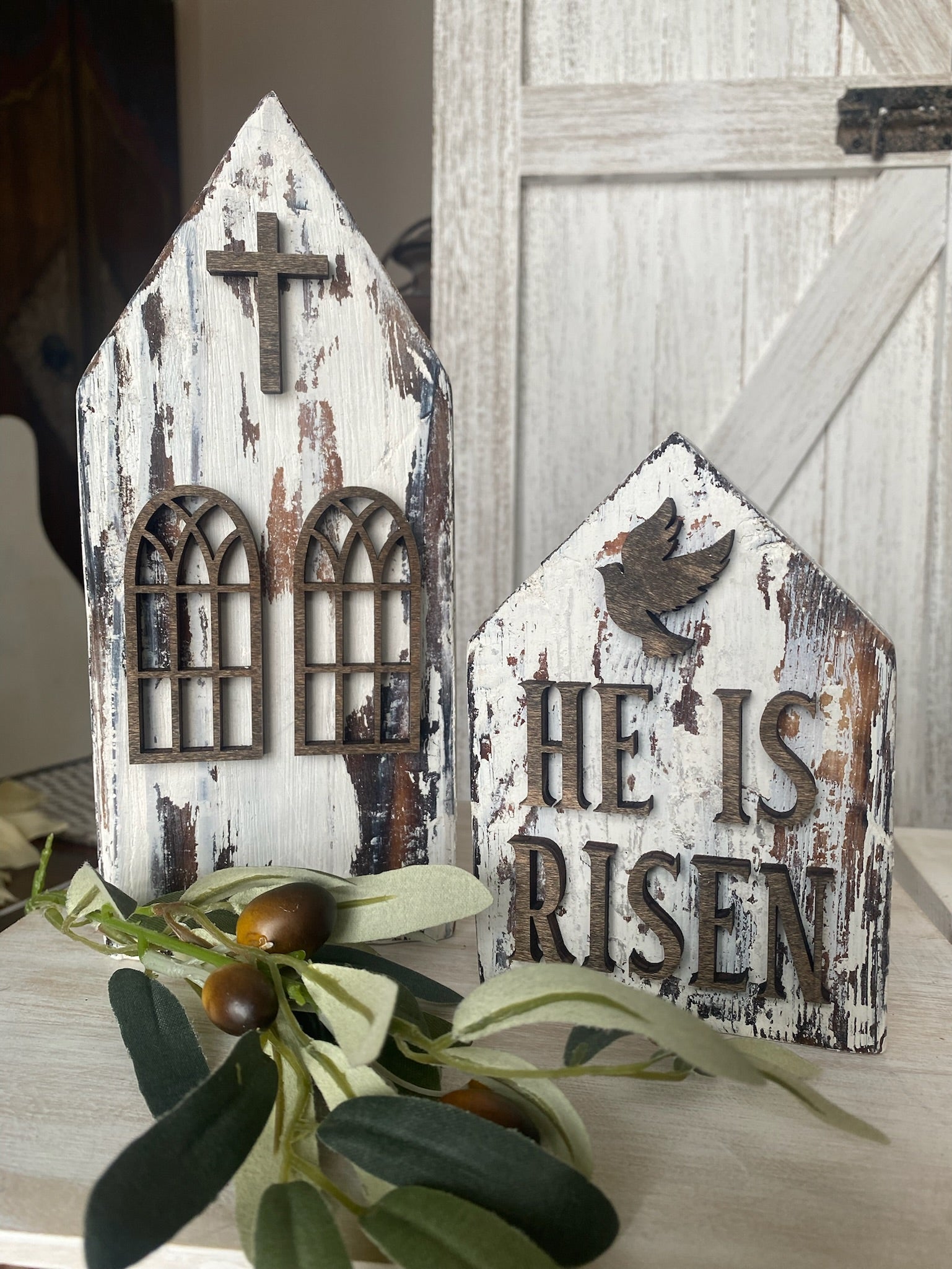 Chippy Church and He is Risen Wood Blocks