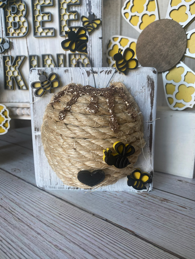 Rope Beehive Wood Sign