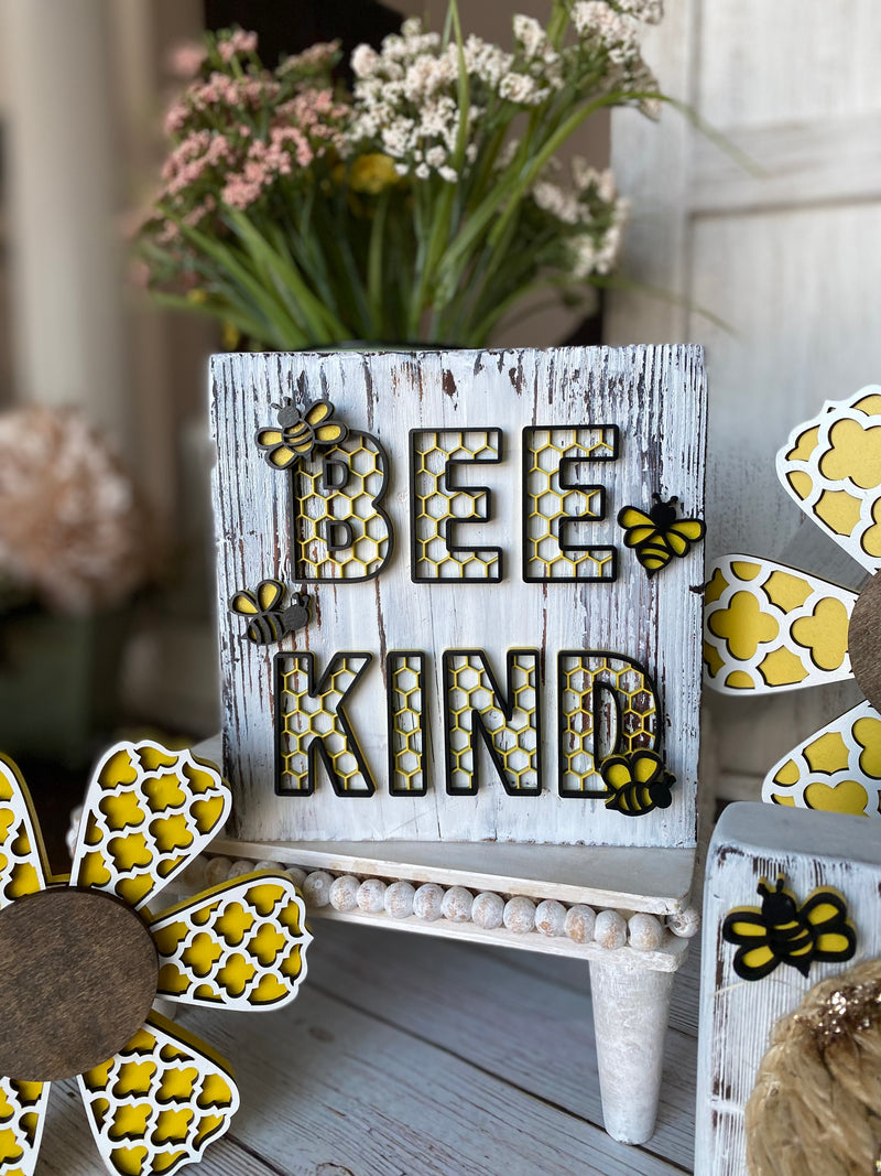 Bee Kind 7 x 7 Wood Sign