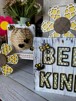 Beehive and Bee Kind Wood Sign Pairing