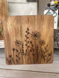 8 x 8 Acacia Wildflower Engraved Board