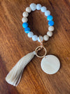 Boho Blue Silicon Bead Bracelet Key Ring
