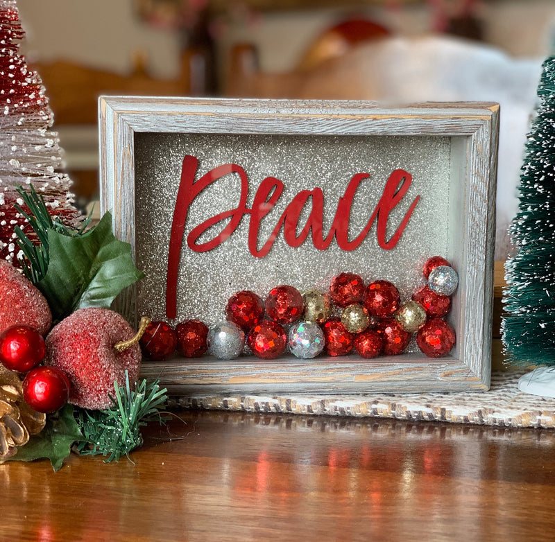 Champagne Glitter Peace Shadow Box