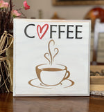 Coffee Wood Sign with Heart Outline