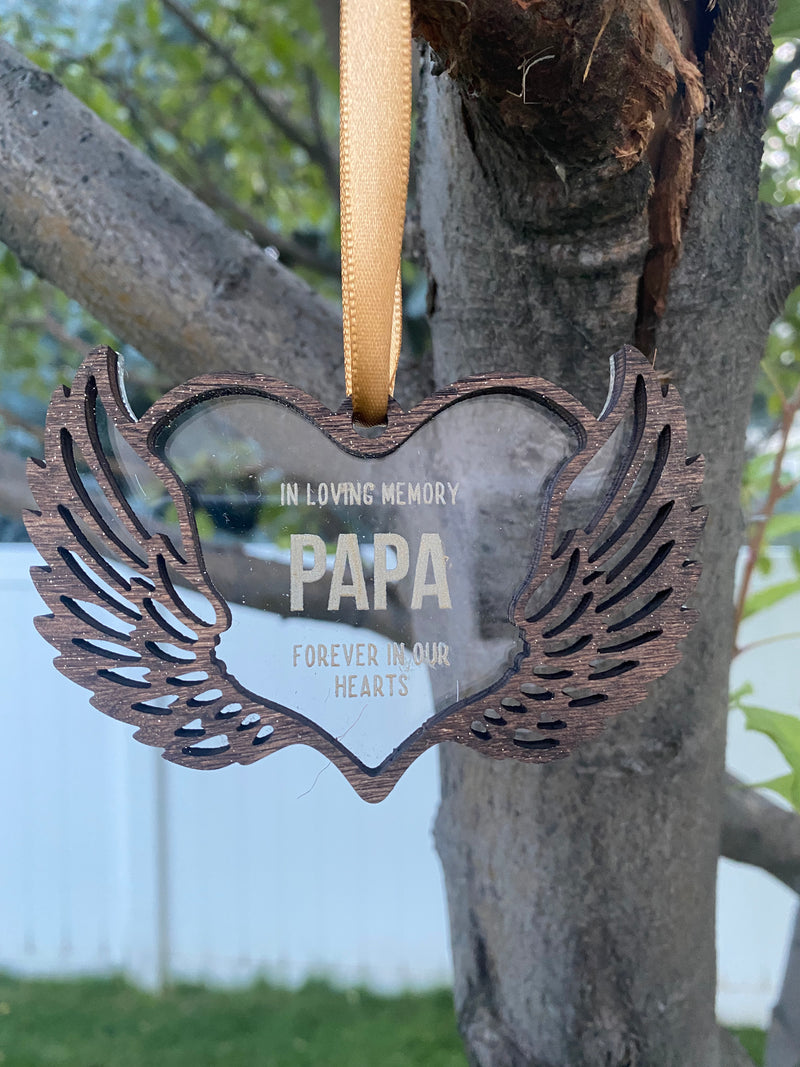 Memoriam Angel Wings Acrylic/Wood Ornament