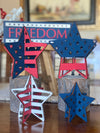 3D Set of 5 Red, White and Blue Stars Tiered Tray Patriotic Decor